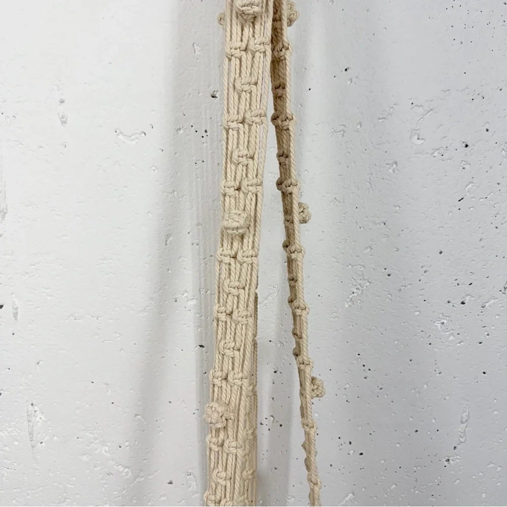 Unbranded Bohemian Off White Macrame Plant Hanger and 10 Inch Basket - Picture 4 of 17